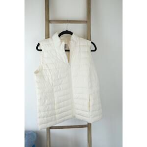NWT J.Jill Ivory Cream Down Nano Puffer Vest Womens Medium Petite